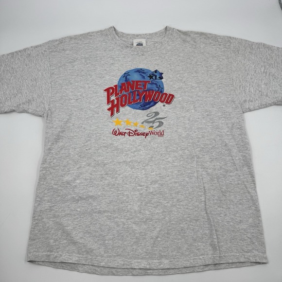 Vintage PLANET HOLLYWOOD Walt Disney World 25th Anniversary T Shirt 90s Gray XL‎